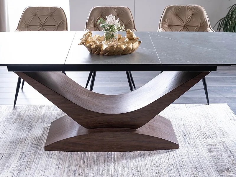 Masă de sufragerie extensibilă 180-240 cm Danyell (gri + nuc) (pentru 8 și mai multe persoane). 1050106