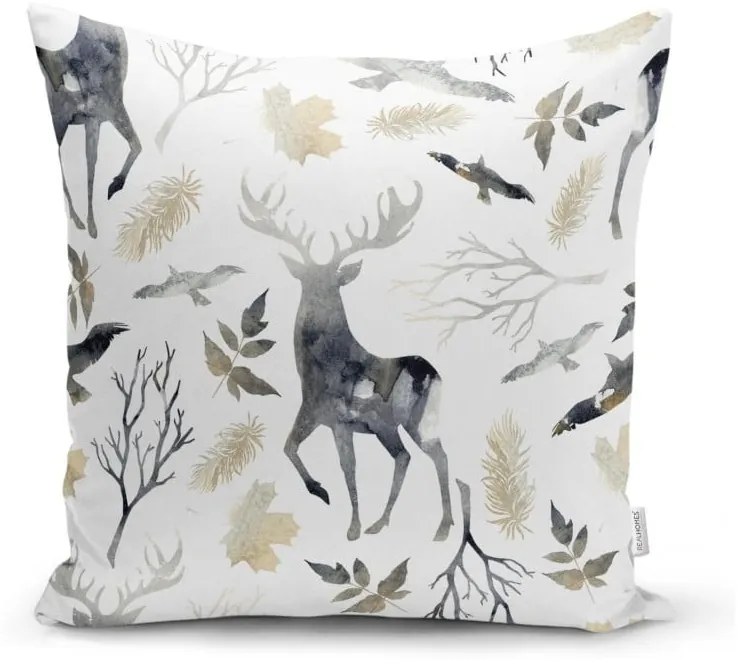 Set 4 fețe de pernă și un napron de masă cu model de Crăciun Minimalist Cushion Covers Christmas Forest