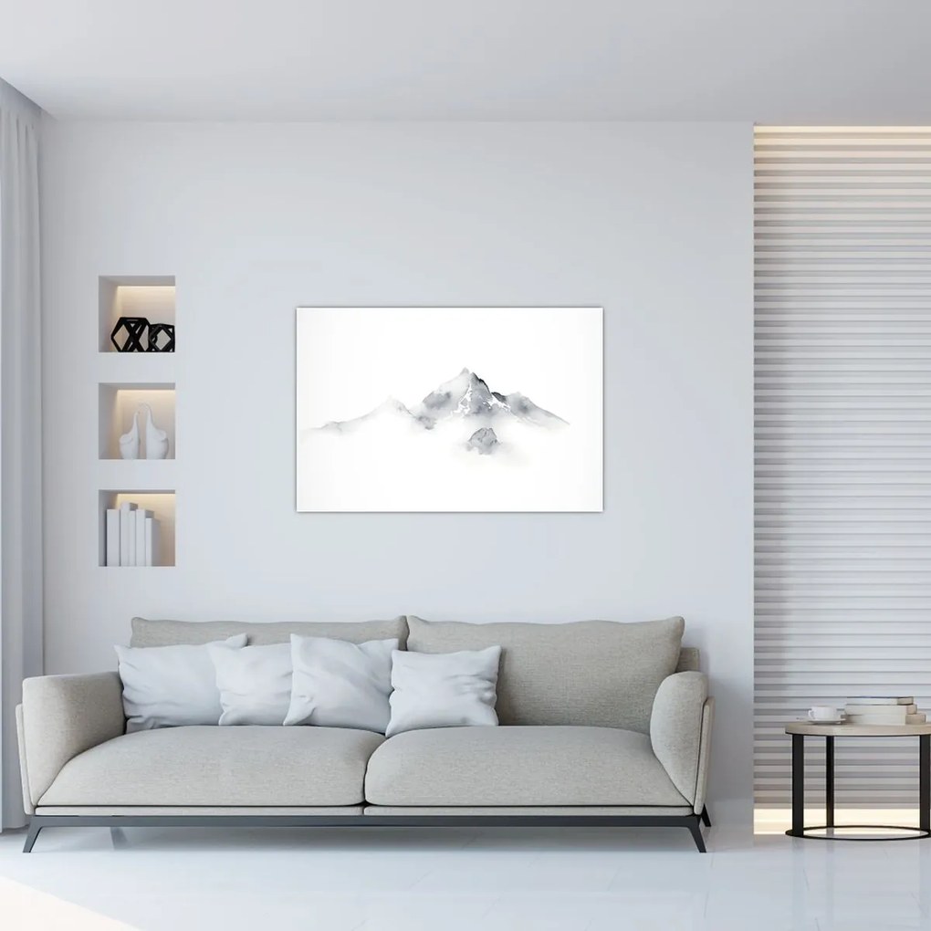 Tablou - Pictură cu cerneală de munți (90x60 cm)