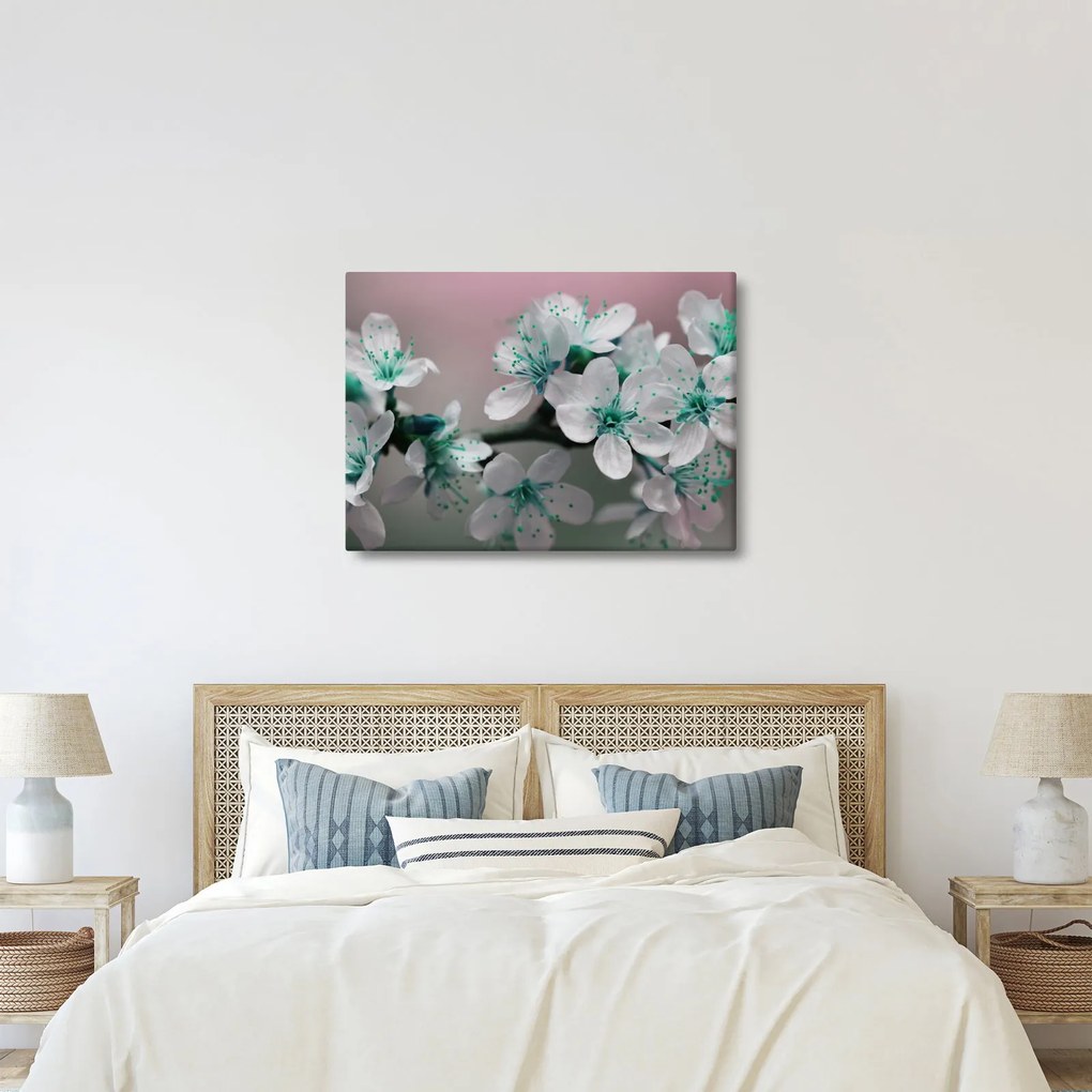 Tablou cu floare - turcoaz (70x50 cm)