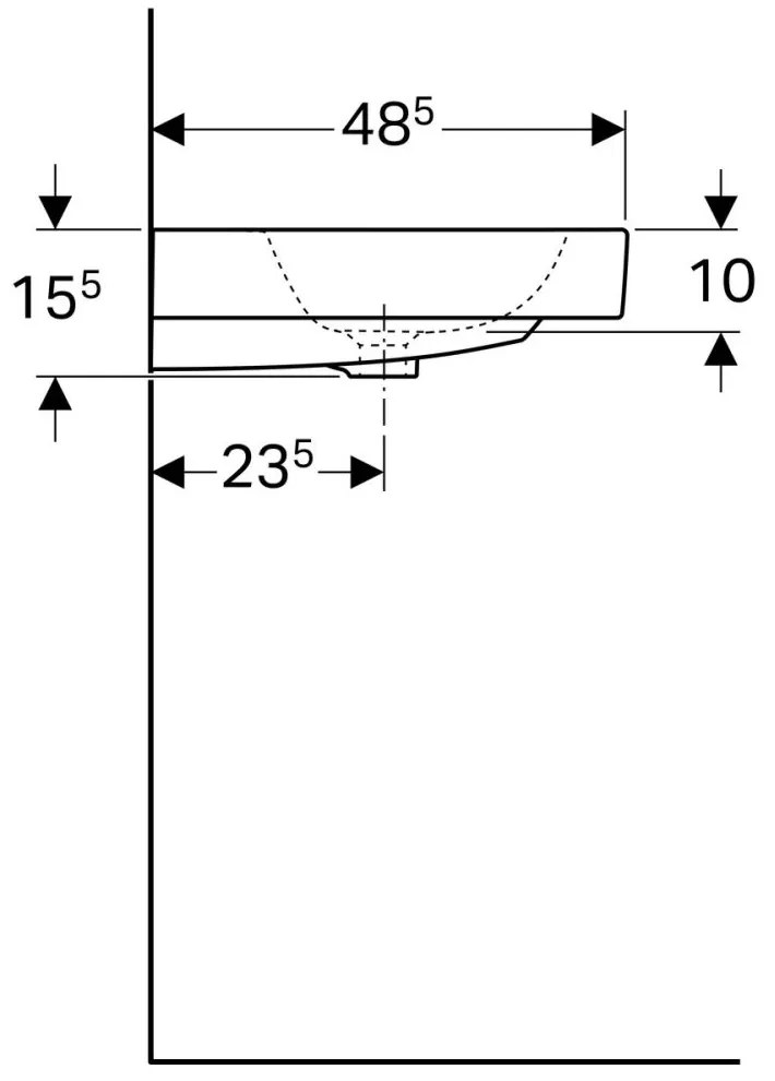 Lavoar baie incastrat alb 60 cm, dreptunghiular, Geberit iCon