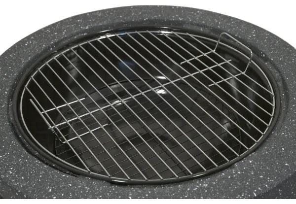 Vatră portabilă pe lemn cu grătar, antracit