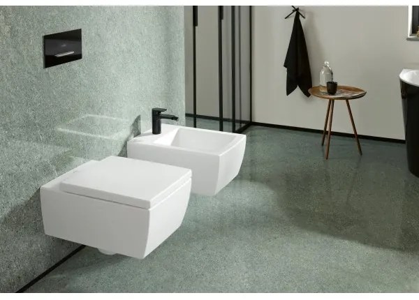 Pachet vas WC rimless suspendat + bideu suspendat, Villeroy&amp;Boch Memento 2.0, DirectFlush, cu capac WC inchidere lenta