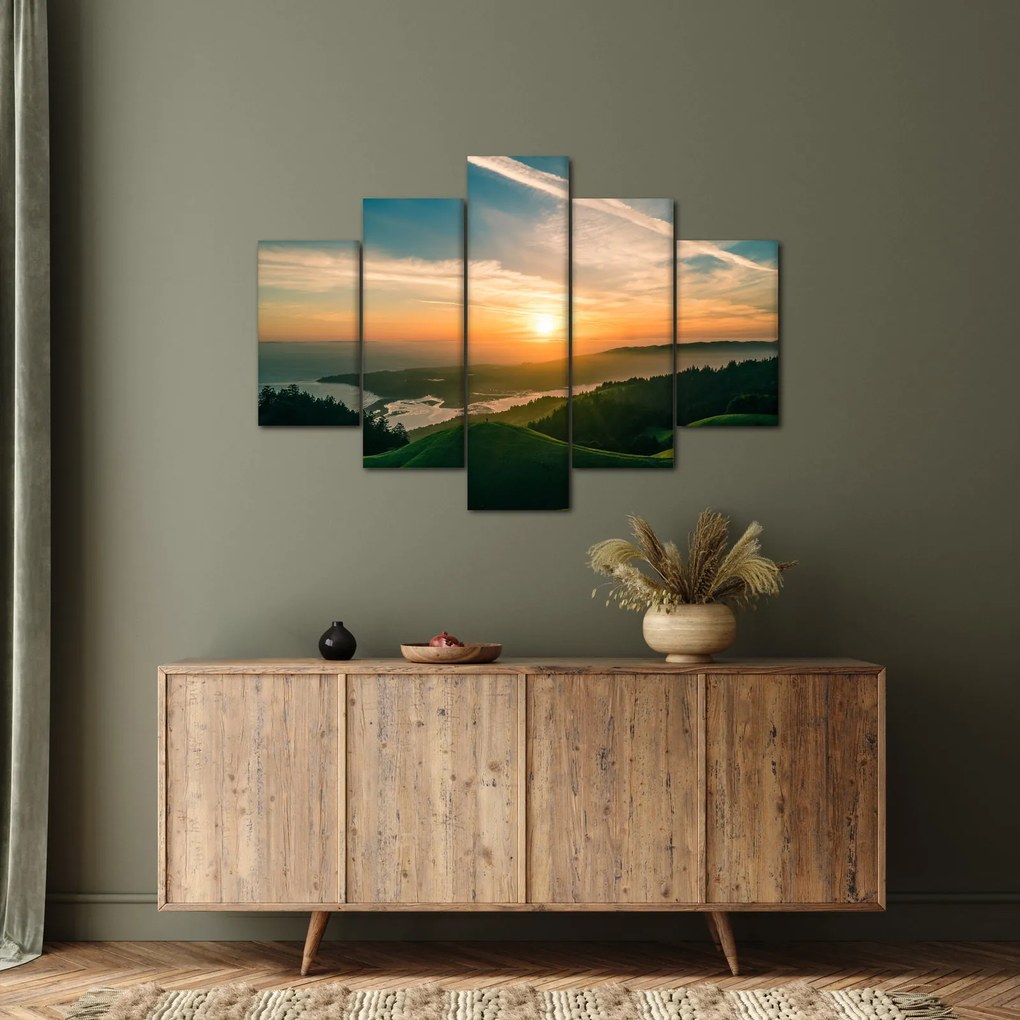 Tablou cu soarele răsărind deasupra mării (150x105 cm)