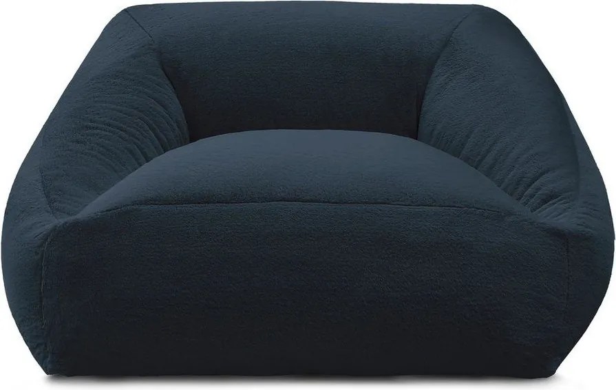 Fotoliu bean bag albastru închis cu tapițerie din blană artificială Lilibet – Bobochic Paris