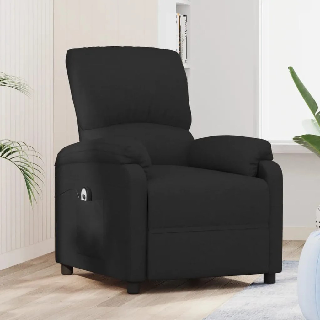 3073844 vidaXL Fotoliu rabatabil electric, negru, material textil