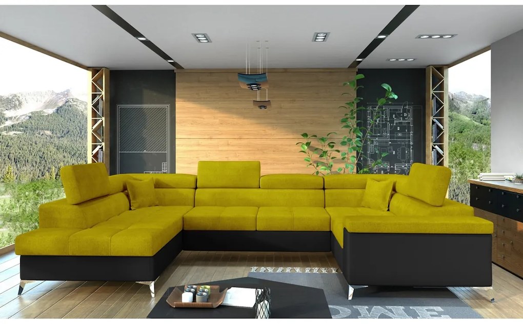 Supermobel Canapea extensibilă în formă de U THIAGO, 350x90x202, omega 68/soft 11, stânga