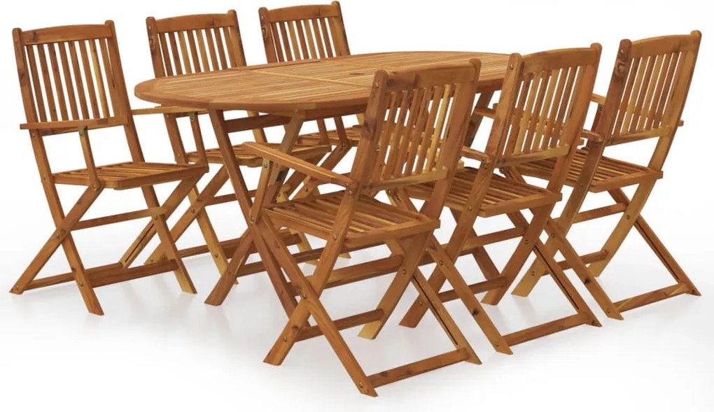 vidaXL Set mobilier de exterior pliabil, 7 piese, lemn masiv de acacia