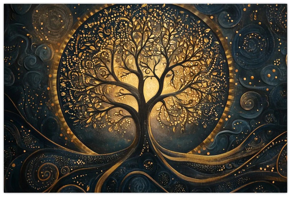 Tablou – Arbore cu aură aurie (90x60 cm)