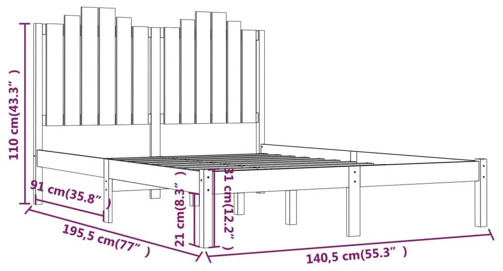 Cadru de pat dublu 4FT6, gri, 135x190 cm, lemn masiv pin Gri, 135 x 190 cm