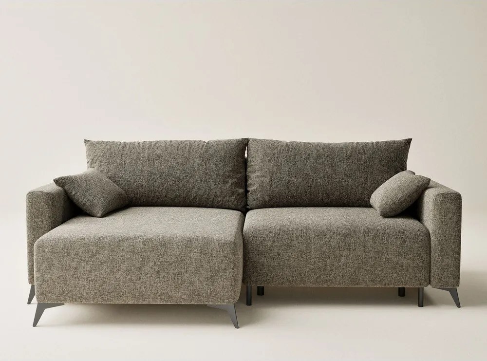 Colțar maro extensibil/cu spațiu de depozitare cu tapițerie din chenille (cu colț pe partea stângă/cu șezlong) Leon – Maison de Rêve