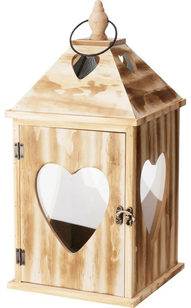 Set de felinare din lemn Inimă, 2 bucăți