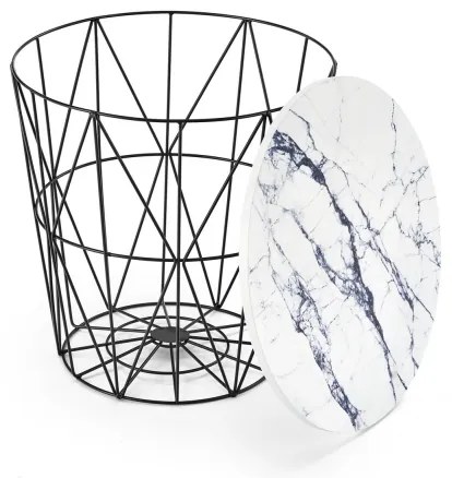 Măsuță de cafea HARISSA 41x42 cm negru/alb decor marmorat
