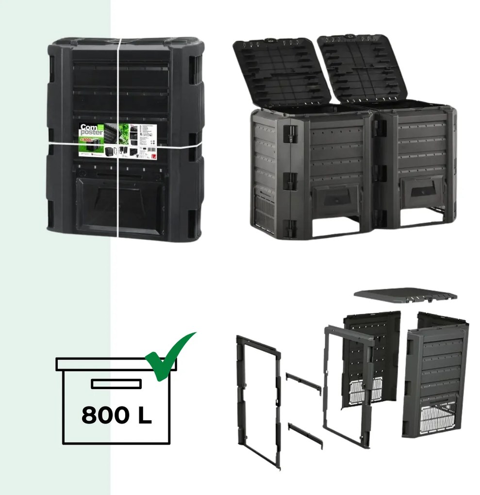 Compostor de grădină - Compogreen 800 l, negru Prosperplast