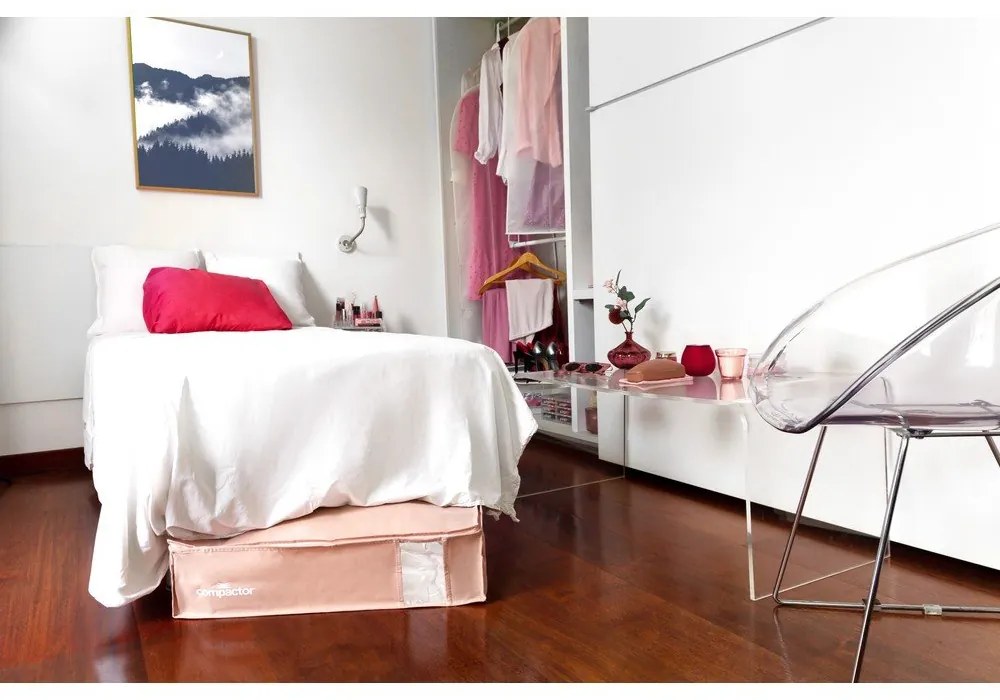 Cutie de depozitare sub pat din plastic cu vacuum 65x45x15,5 cm Pink Edition – Compactor