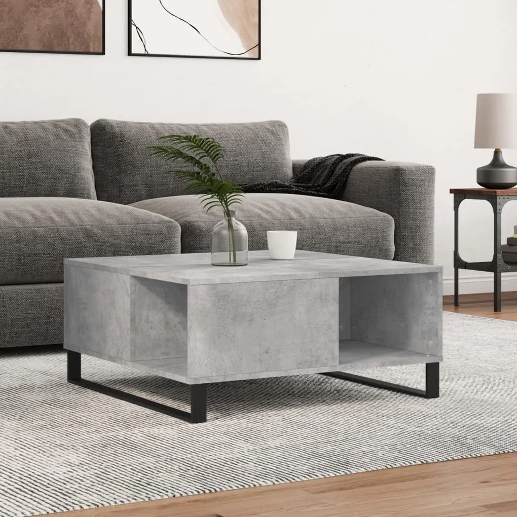 vidaXL Măsuță de cafea, gri beton, 80x80x36,5 cm, lemn prelucrat