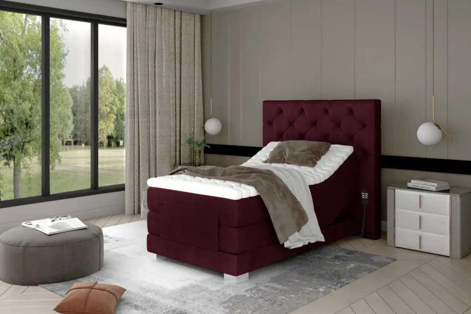 Pat tapitat, boxspring, cu reglaj electric, 90x200 cm, Clover 092, Eltap (Culoare: Negru - Matt Velvet 99)