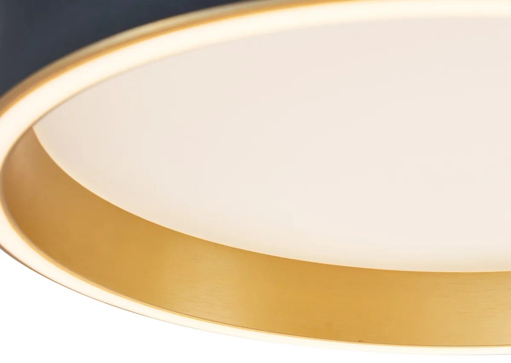 Plafonieră de design neagră cu auriu 40cm, incl. LED și întrerupător cu 3 trepte - Ingo