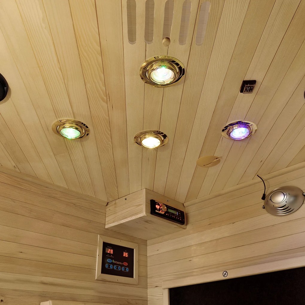 Infračervená sauna / tepelná kabína Aalborg s triplexným vykurovacím systémom a drevom Hemlock