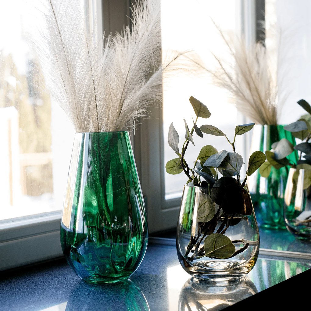 Vaze, set de 2, verde/chihlimbar, GLOW