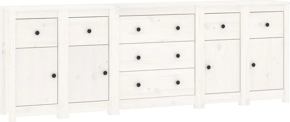 vidaXL Servantă, alb, 230x35x80 cm, lemn masiv de pin