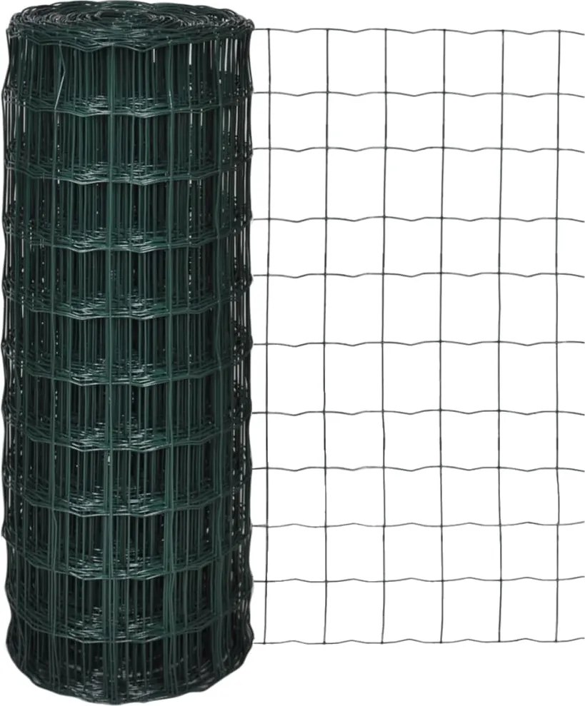 vidaXL Euro gard, 25 x 1,0 m, oțel, verde