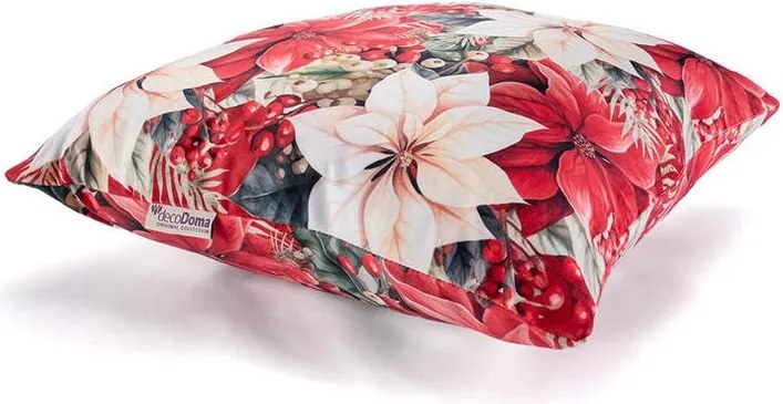 decoDoma Set de 3 fețe pernuțe RED POINSETTIA 45 x 45 cm