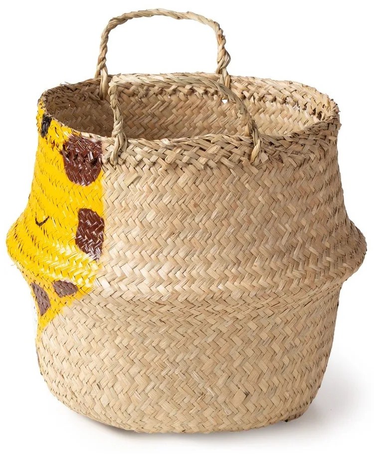 Coș de jucării pentru copii galben/în culoare naturală din iarbă-de-mare ø 30x28 cm Giraffe – Compactor