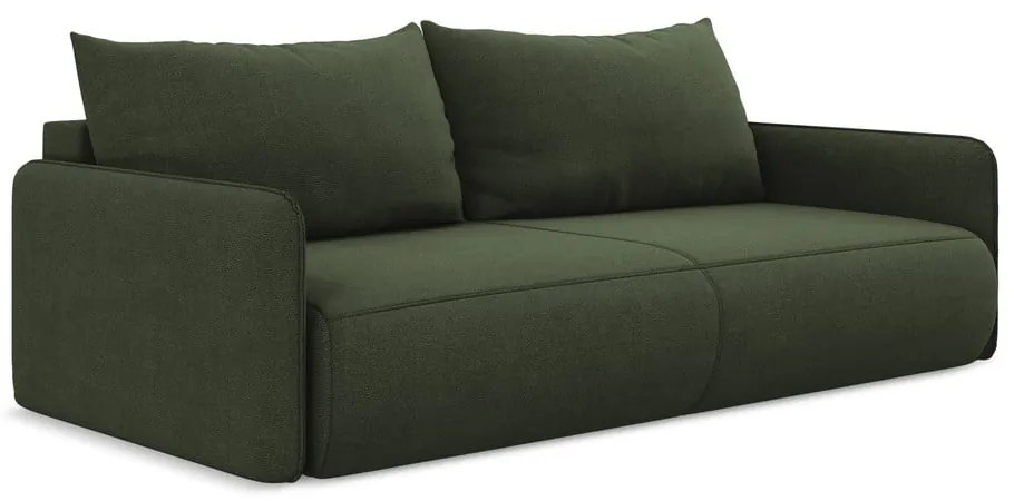 Canapea verde extensibilă/cu spațiu de depozitare 216 cm Nanea – Makamii