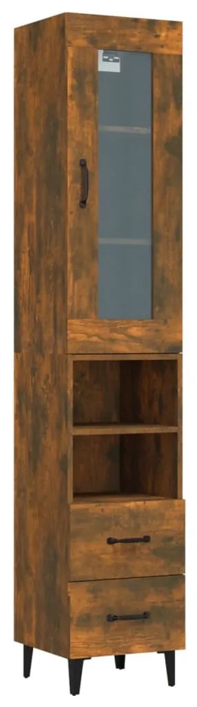 3115385 vidaXL Dulap înalt, stejar fumuriu, 34,5x34x180 cm, lemn prelucrat