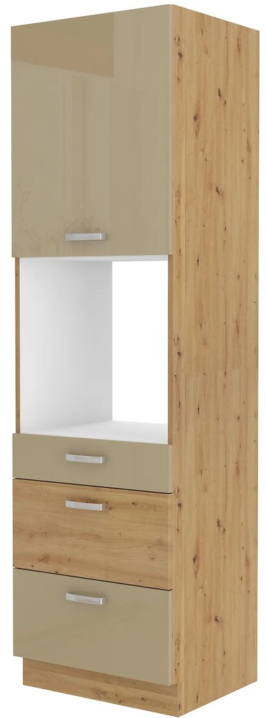 Dulap de bucătărie pentru alimente pentru cuptor Arryn 60 DPS-210 3S 1F (stejar artisan + capuccino lucios). 1024781