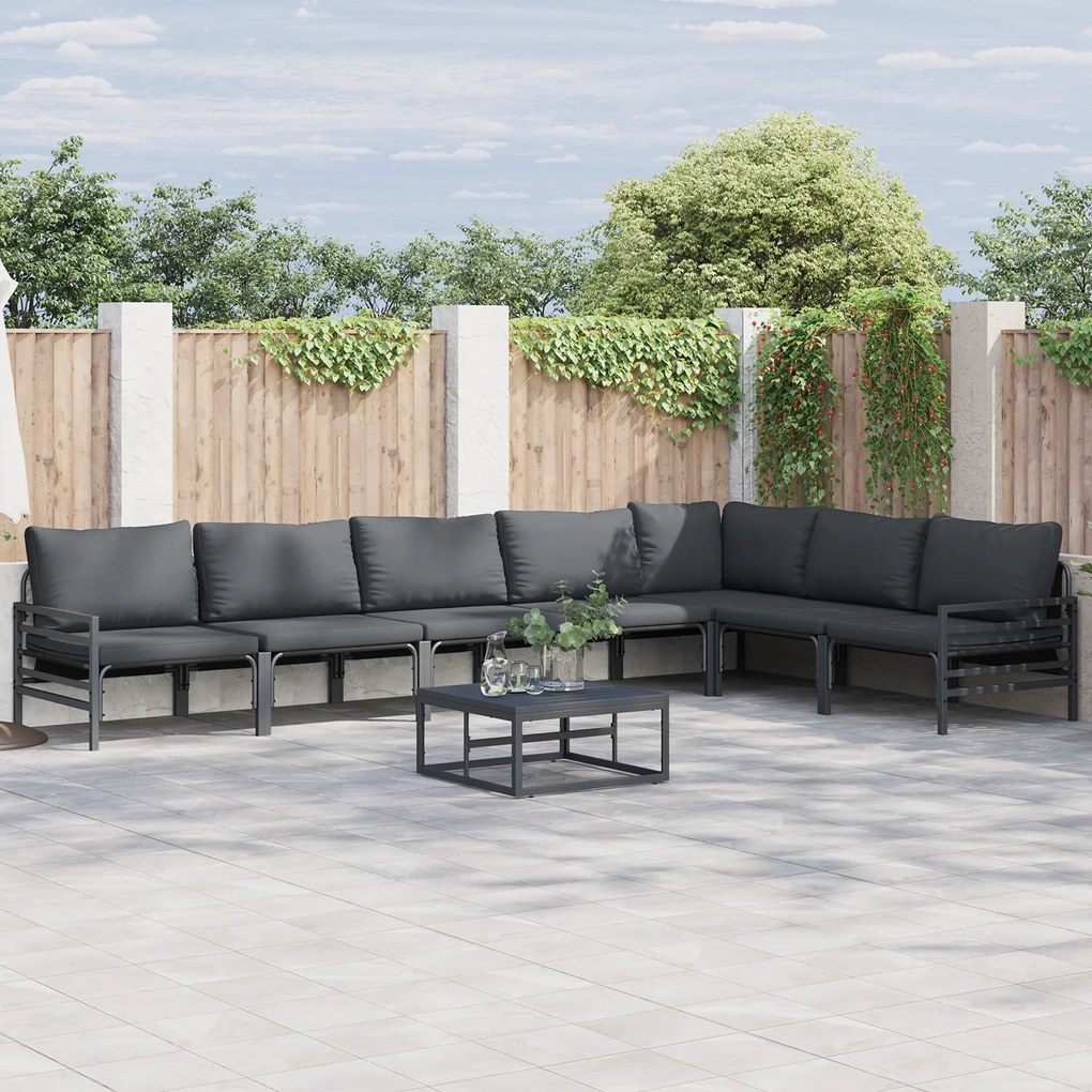 vidaXL Set de canapele pentru grădină 8 pcs Antracit Oțel