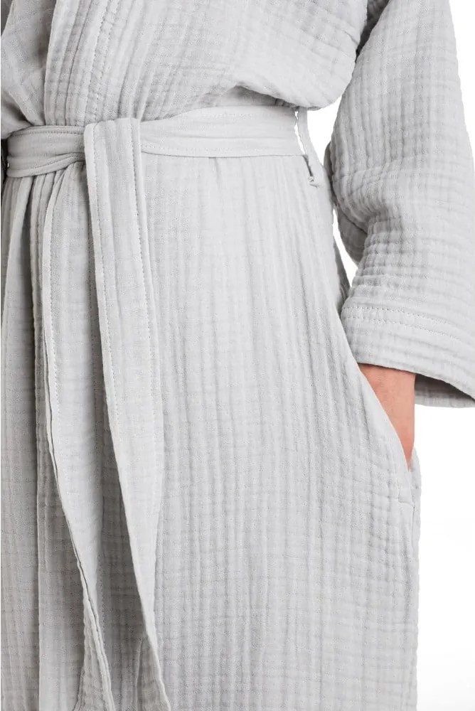 Halat pentru copii gri pentru 9-10 ani din muselină Muslin – Foutastic