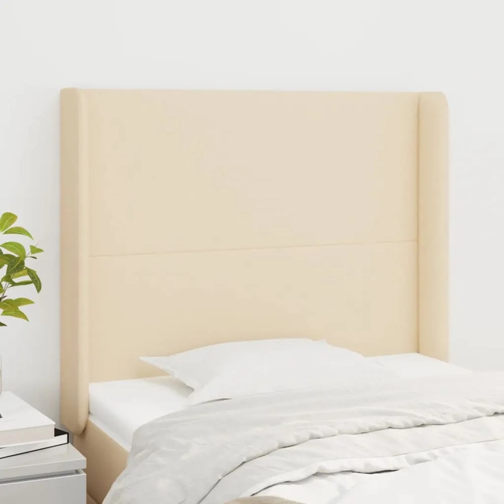 vidaXL Tăblie de pat cu aripioare, crem, 93x16x118/128 cm, textil