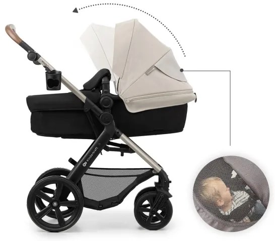 Cărucior de copii combinat 3 în 1 KINDERKRAFT MOOV 2 Moonlight grey + scaun auto MINK PRO