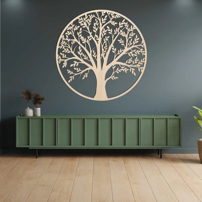 SENTOP | Copacul Vieții din lemn, într-un cerc – decorațiune murală | FORTIS