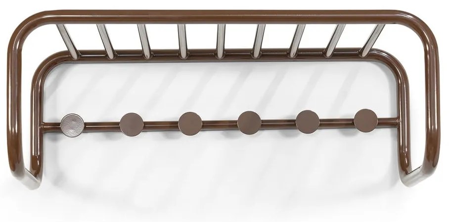 Cuier de perete maro închis cu raft din metal 72 cm Retro – Spinder Design