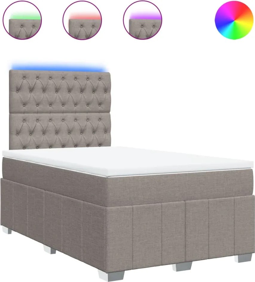 vidaXL Pat box spring cu saltea, taupe, 120x190 cm material textil