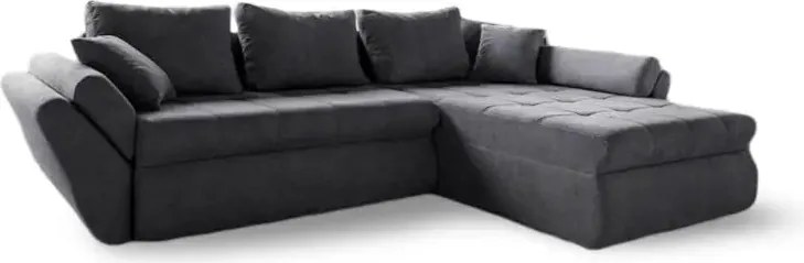 Colțar extensibil dumonde cu ladă de depozitare si sezut confortabil din spuma high-density, Loana Enjoy Grafit II 270x185 cm