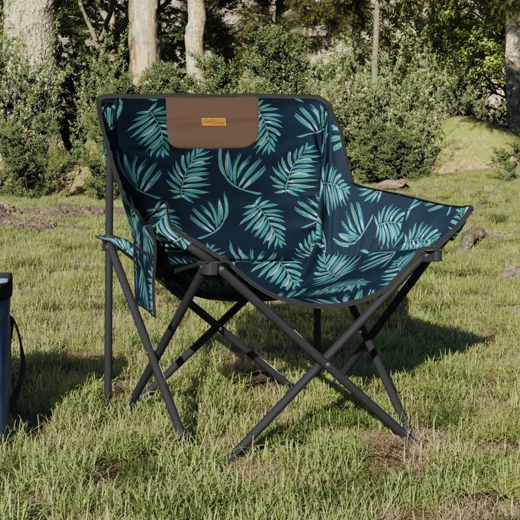 vidaXL Scaune de camping cu buzunar, pliabile, 2 buc., model frunze