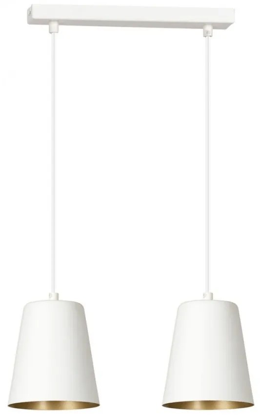 Lustra cu pendule metalice design minimalist MILGA 2 alb/auriu