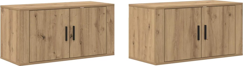 vidaXL Set Dulap TV montat pe perete Pe perete 2 pcs Stejar Artizanal
