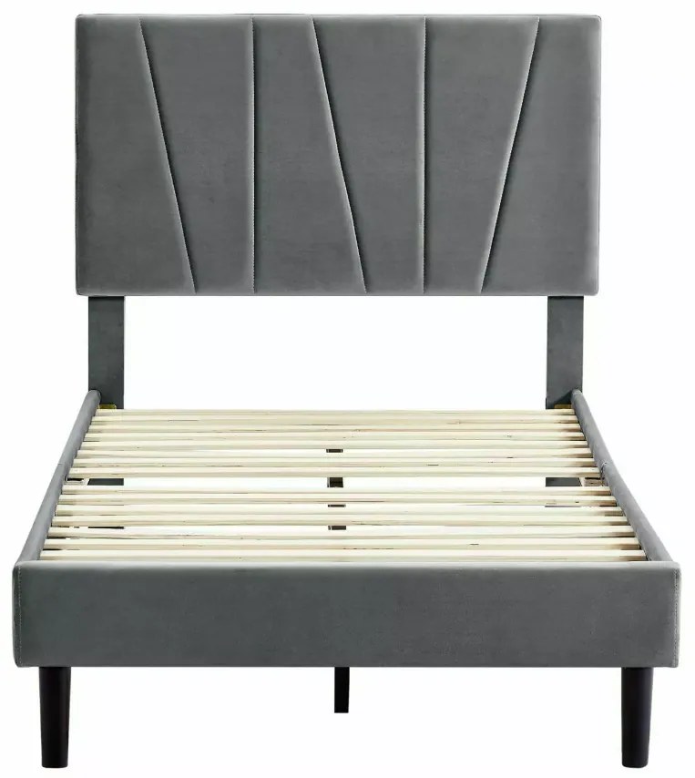 Pat tapitat SAVANA VELVET 90x200 cm gri