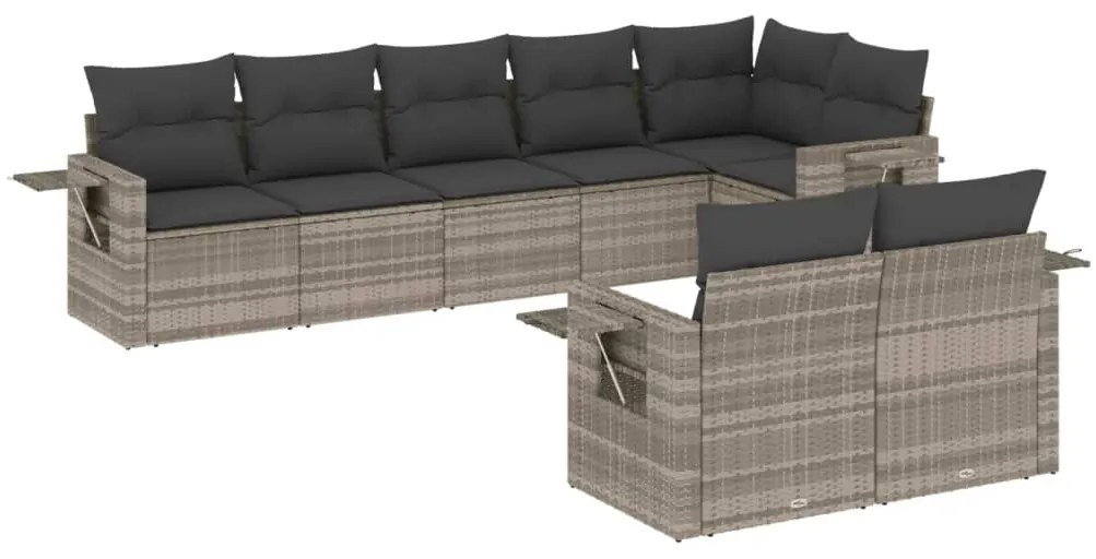 3220421 vidaXL Set mobilier de grădină cu perne, 8 piese gri deschis poliratan