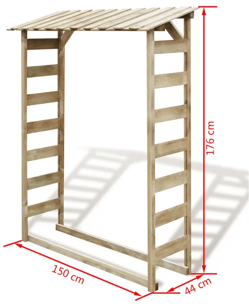 Sopron lemne de foc, 150 x 44 x 176 cm, lemn de pin tratat 150 x 44 x 176 cm