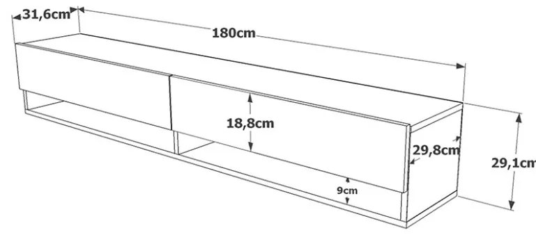 Comoda TV Handra Alb 180x31.5x29.5 cm