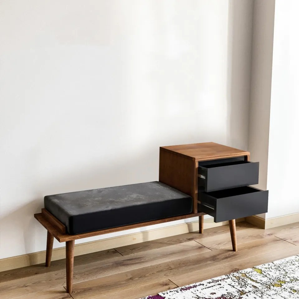 Comoda Hol Fiume, 120 x 45 x 40 cm, Nuc / Antracit