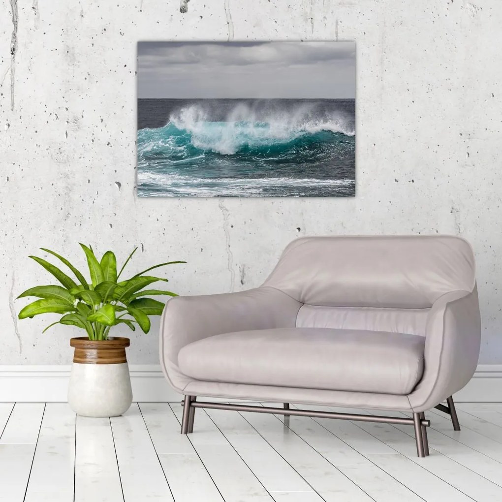 Tablou pe sticlă - Valuri pe ocean (70x50 cm)