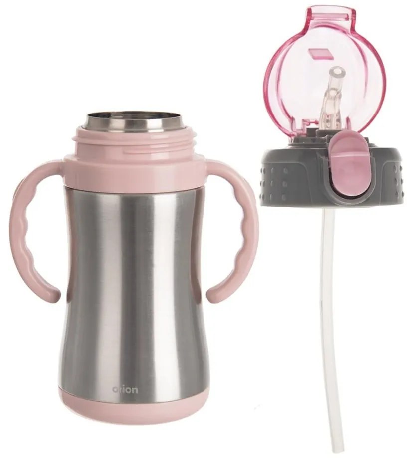 Sticlă pentru copii roz-deschis din oțel inoxidabil 330 ml – Orion