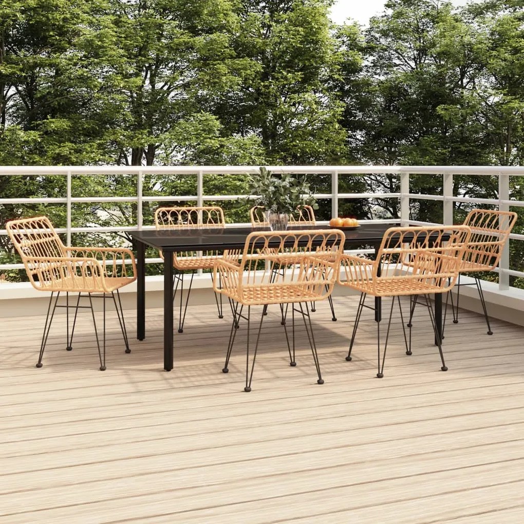 vidaXL Set mobilier de grădină, 7 piese, poliratan